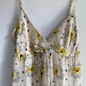 New w/ tags Collette Dinnigan yellow maxi floral spaghetti strap dress size xs